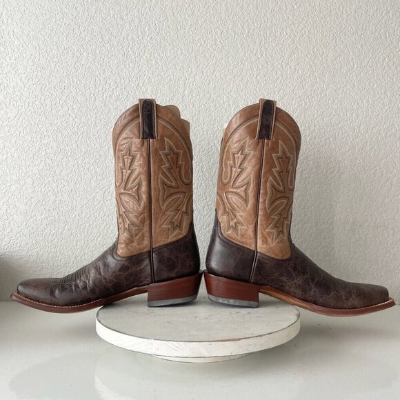 Rod Patrick Mens Cowboy Boots 13.5AAA Antique Mocha Bison Brown Western Blunt - Picture 8 of 12